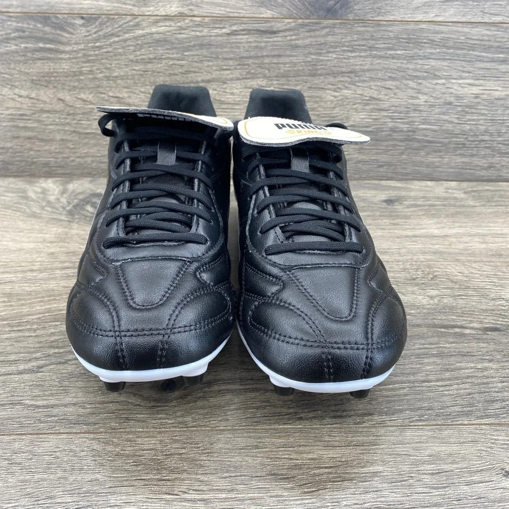 Puma King Soccer Cleats Mens 8.5 Black White Fold Over Tongue 107254-01